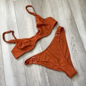 Ookioh Underwire Bikini high cut womens Orange large swim beach vacation minimal